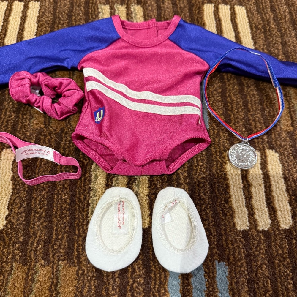 American Girl Gymnastics outfit with accessories